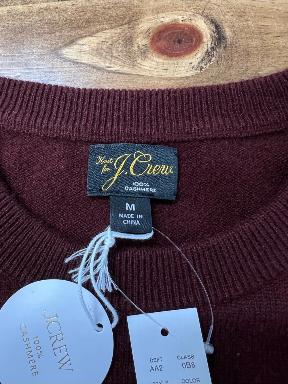 J. Crew Cashmere Crewneck Sweater in Port Wine Burgundy Size Medium NWT